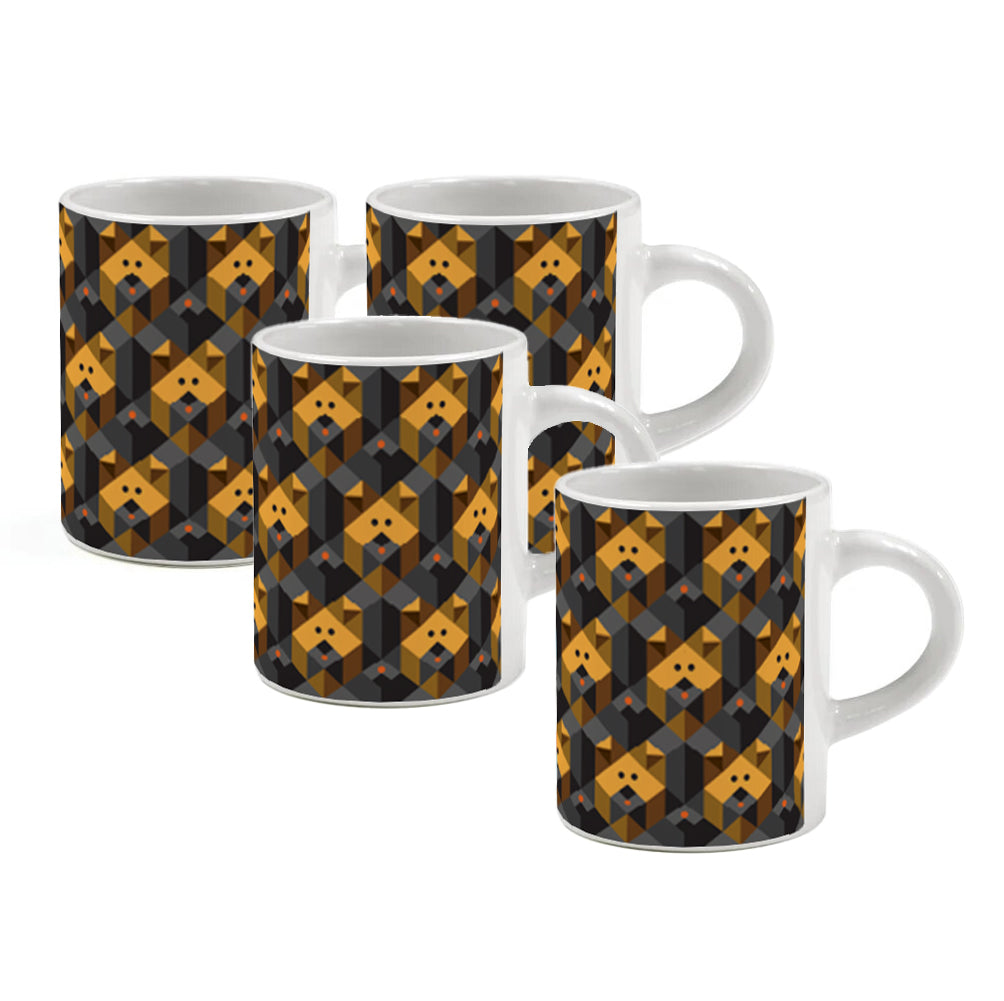 Set de Tazas para Café Espresso o Turco Mod. Perros 3 oz - 4 pz.