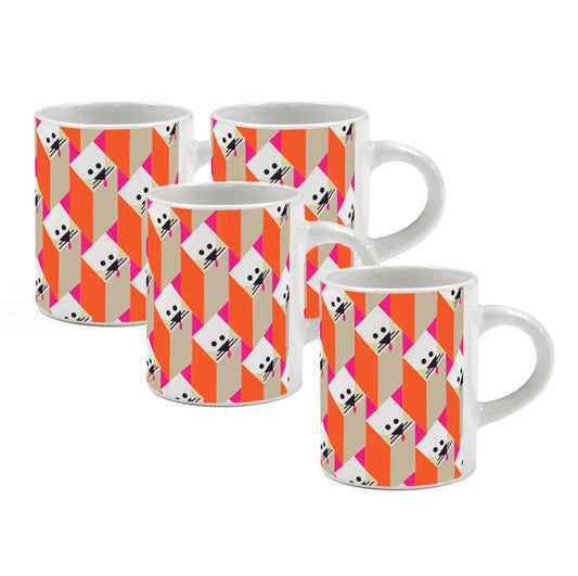 Set de Tazas para Café Espresso o Turco Mod. Gatos 3 oz - 4 pz.