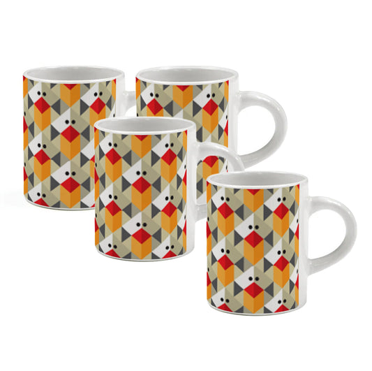 Set de Tazas para Café Espresso o Turco Mod. Pajaritos 3 oz - 4 pz.