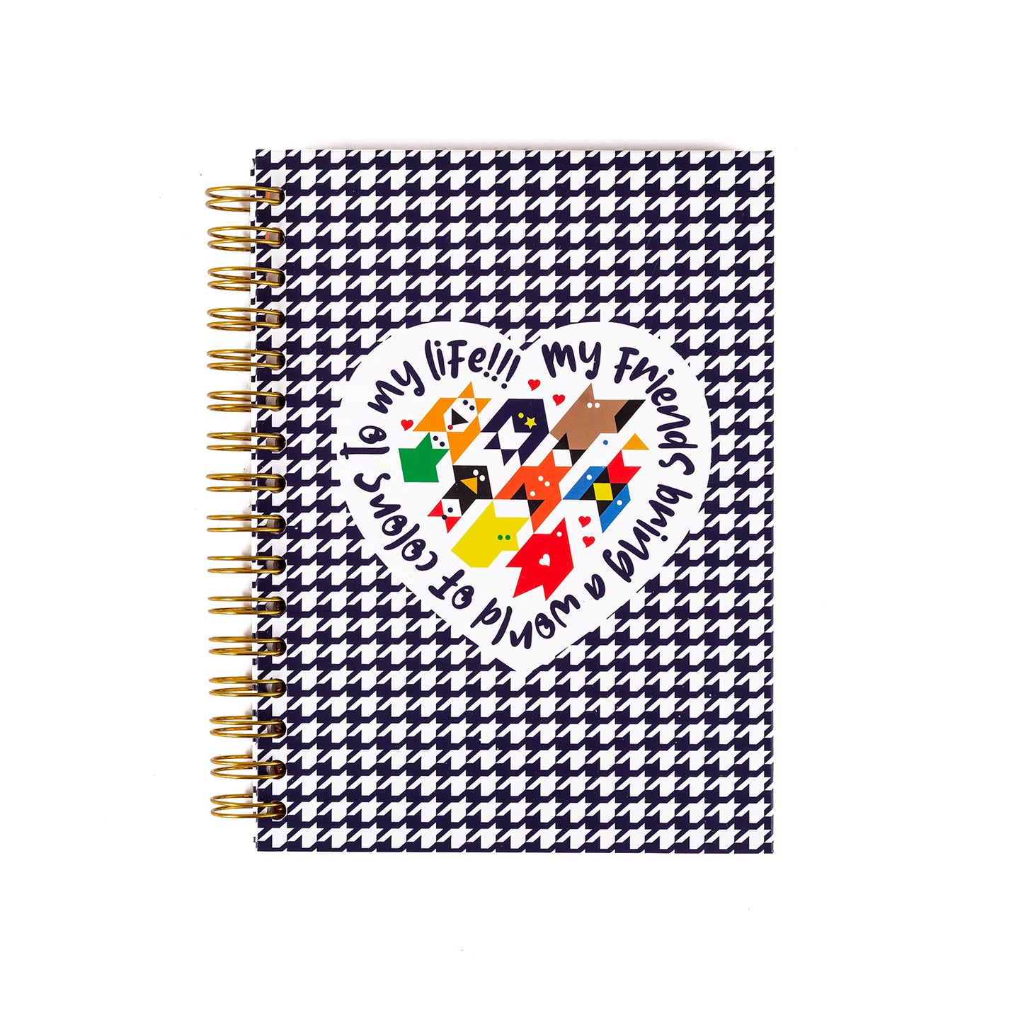 Libreta Francesa Espiral Pasta Dura con Hojas Gruesas Decorada World of Colors + Charm de Notas Adhesivas