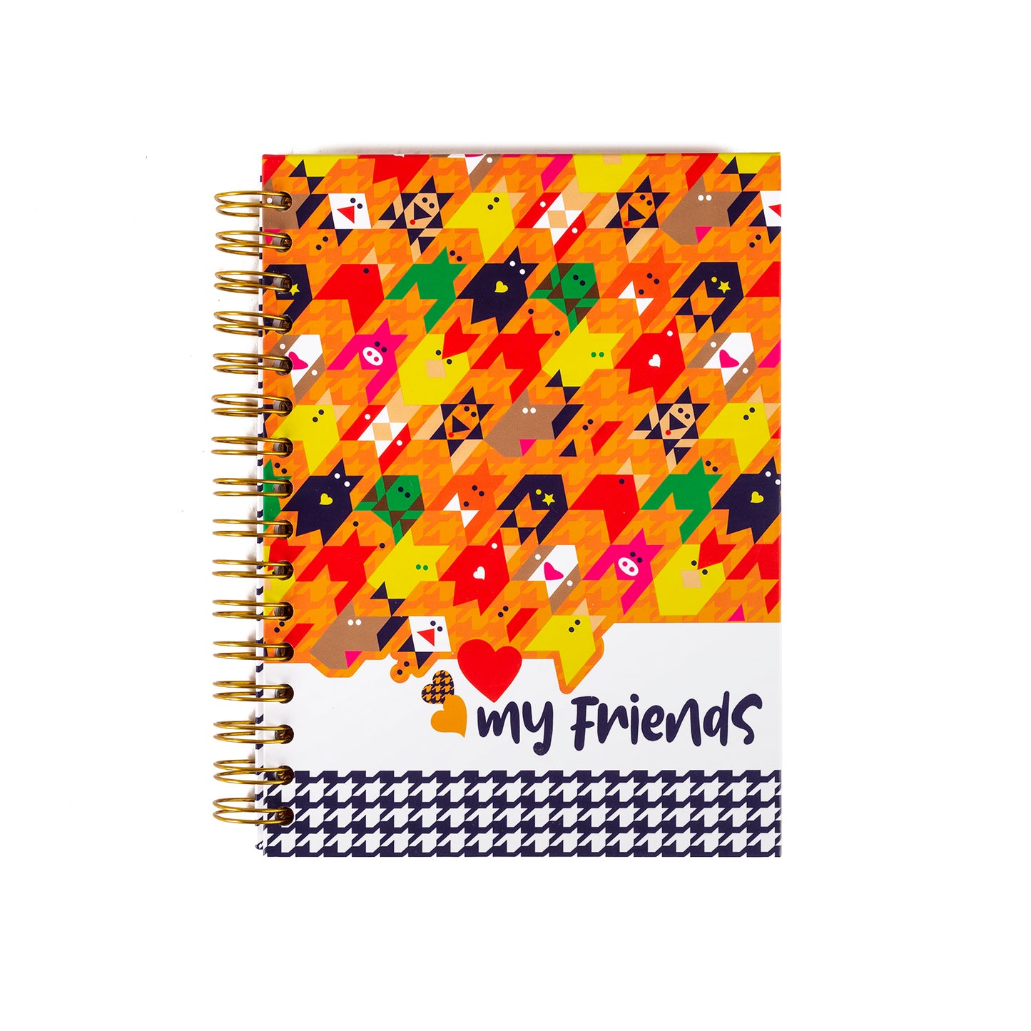 Libreta Francesa Espiral Pasta Dura con Hojas Gruesas Decorada My Friends + Charm de Notas Adhesivas